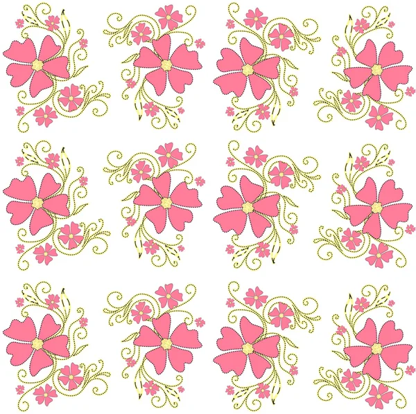 Muster aus gelben und rosa Blüten — Stockvektor