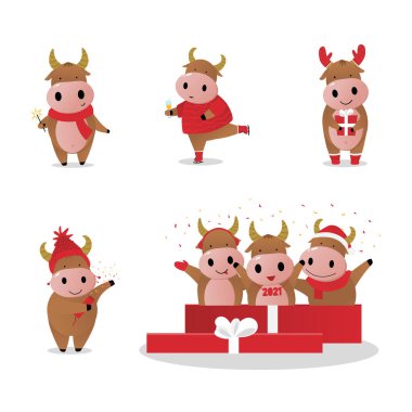 Yeni yıl karakteri boğa bebek çizimi