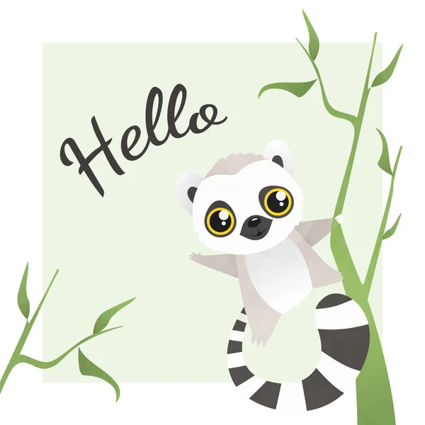 Karakter Lemur Állat Baba Kártya Illusztráció — Stock Vector