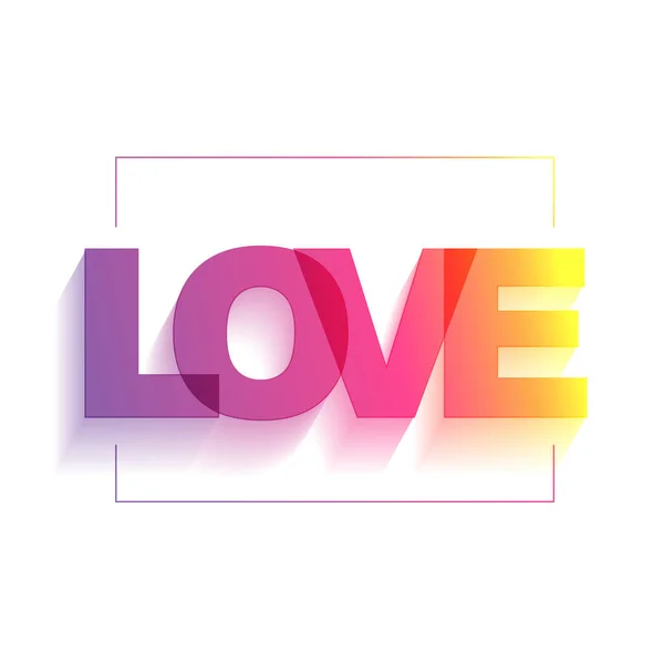 Valentine Day Template Design Love Text Gradient Color Multicolor — Stock Vector