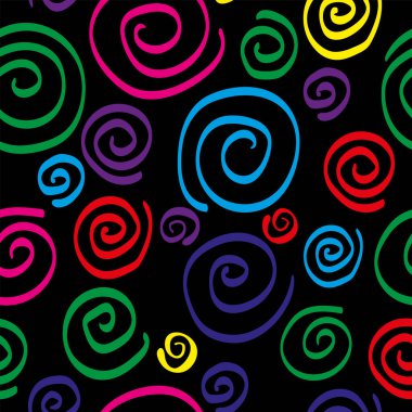  sarmal dikişsiz desen basit sarmal renkli siyah arkaplan baskısı çok renkli