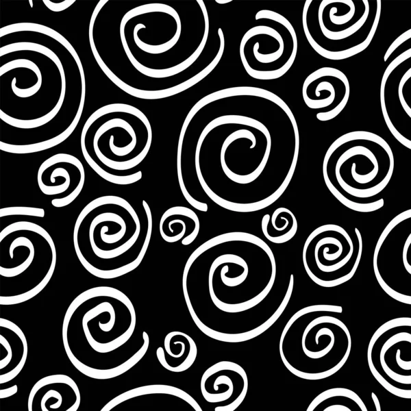 Motif Sans Couture Spirale Simple Impression Fond Noir Blanc Coloré — Image vectorielle