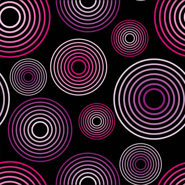 Simple Circles Geometric Seamless Pattern Print Black Background — Stock Vector