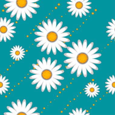 Kusursuz desen arkaplan beyaz papatyalar baskı duvar kağıdı