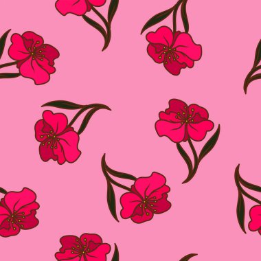 Kusursuz desen güzel pembe narin çiçek deseni