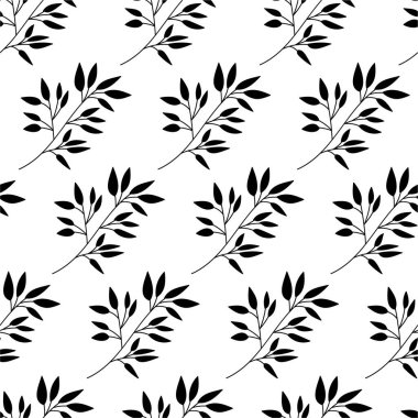 Siyah ve beyaz dekorasyon için basit pürüzsüz yaprak desenleri