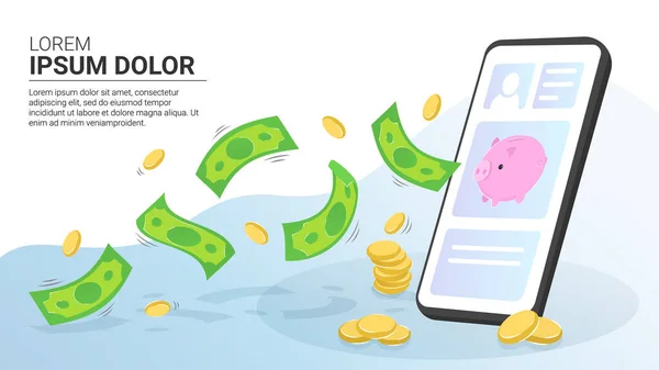 Web Banner Sjabloon Business Finance Geld Overdracht Besparingen — Stockvector