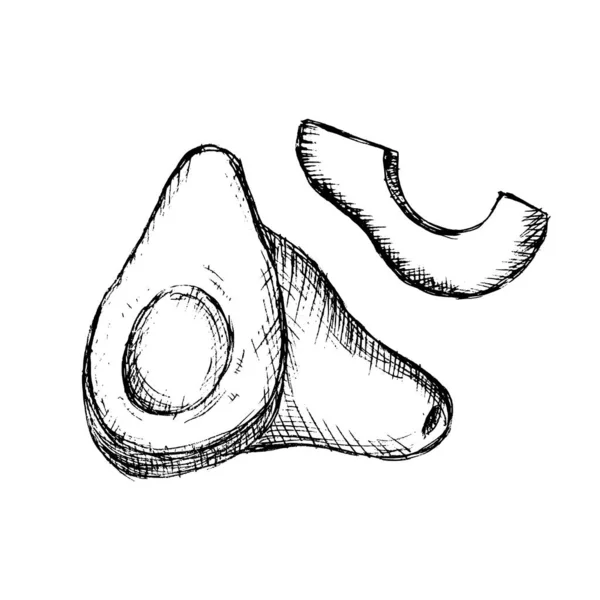 Desenho Abacate Ilustração Preto Branco — Vetor de Stock