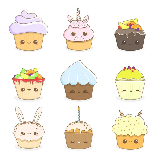 Illustration Cupcake Mignon Dessin Animé Pour Enfants — Image vectorielle