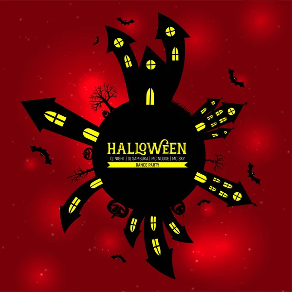 Halloween Banner Flyer Design Template Offrono Festa Horror — Vettoriale Stock