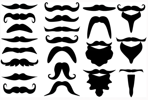 Conjunto de bigotes y barbas, ilustración vectorial — Vector de stock