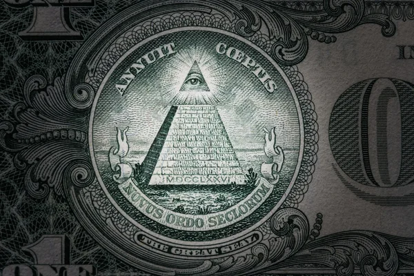 All-seeing eye on the one dollar. New world order. elite characters. 1 dollar. — Stock Photo, Image