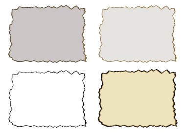 Yanmış kağıt, izole edilmiş set. Vektör illüstrasyonu