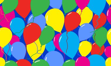 Kusursuz desen. Bayramlarda balonlu şenlik deseni (doğum günü vs.) Vektör illüstrasyonu