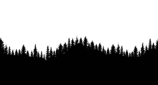 Sylwetka Lasu Bezszwowy Las Wzgórzach Piękne Drzewa Oddzielone Siebie Ilustracja — Wektor stockowy