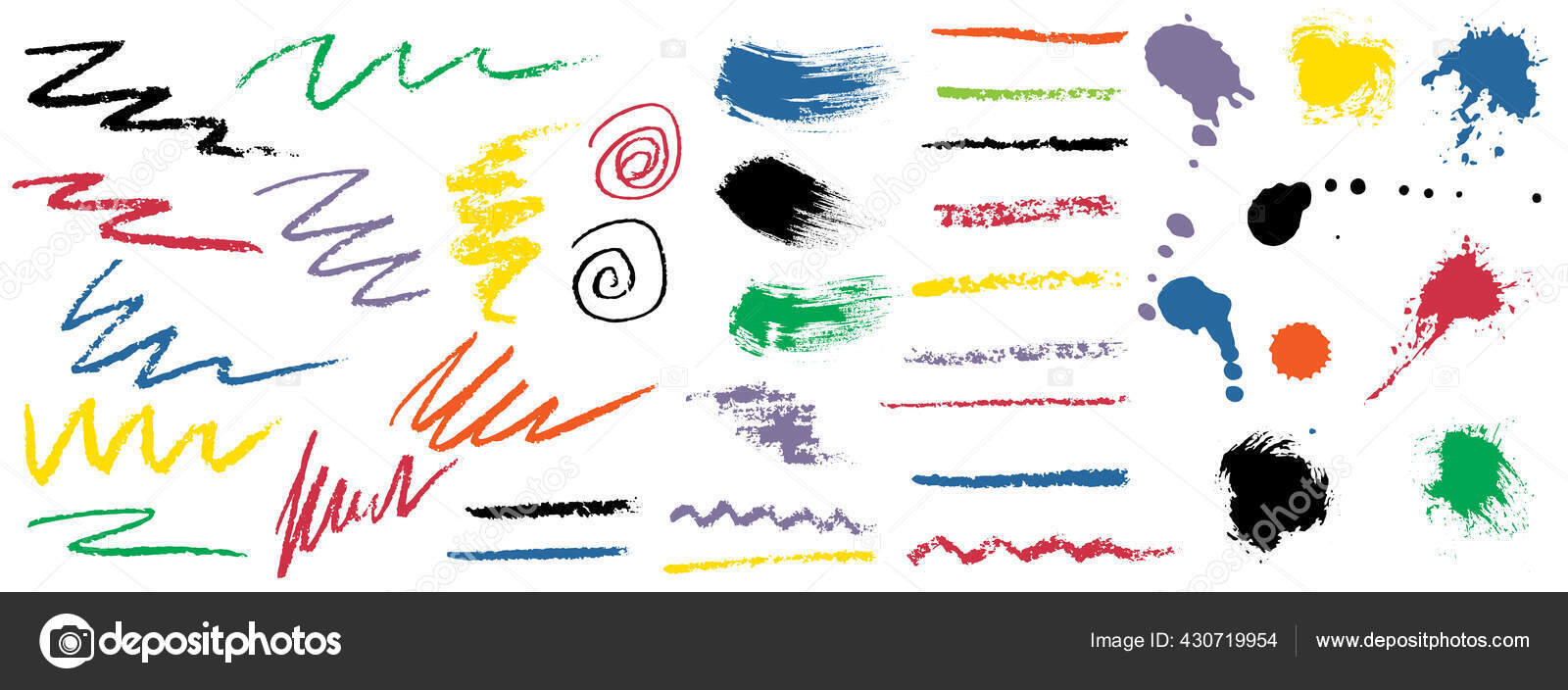 ブラシのセット 塗装の質感は スプラッシュ インク滴や汚れ 鉛筆やチョークストロークライン スクリブルなど ベクターイラスト ストックベクター C Irusetka Yandex Ru