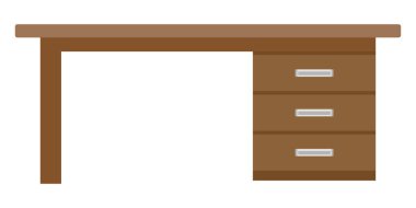 Çekmece simgesi olan masa, düz tasarım. Vektör illüstrasyonu