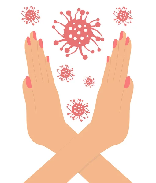 Stop Signe Covid Mains Femme Coronavirus Illustration Vectorielle — Image vectorielle