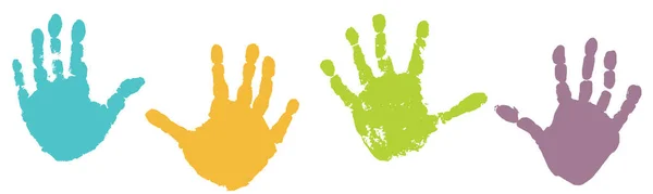 Handprints Palms Child Color Set Vector Illustration — Vector de stock