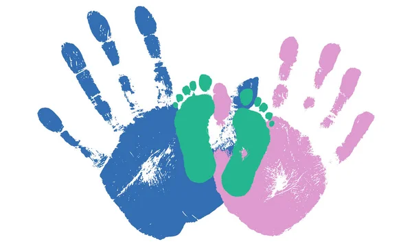 Handprints Woman Man Footprint Baby Mother Father Child Vector Illustration — Stock Vector