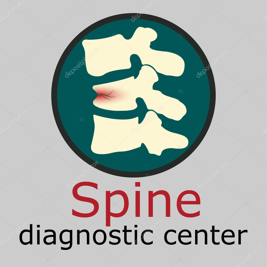 Spine diagnostics center emblem, medicine, clinic symbol design, silhouette of a human spine, flat design, vector