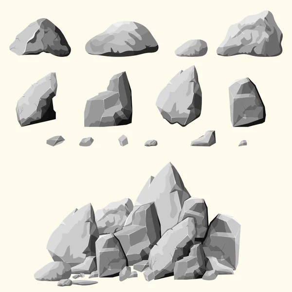 Grijze stenen set — Stockvector