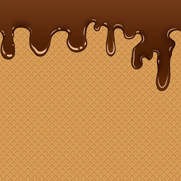 Waffel mit Schokoladenfluss — Stockvektor