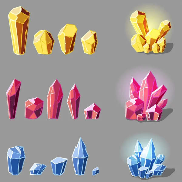 Set di cristalli cartone animato — Vettoriale Stock