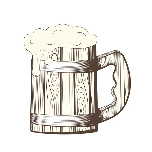 Tasse de bière en bois — Image vectorielle