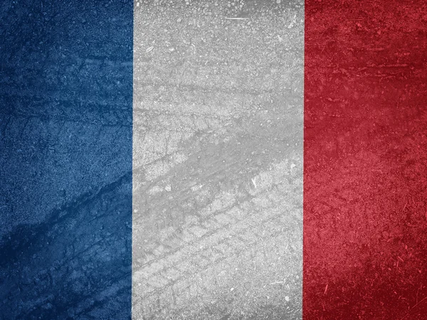 Traces de pneus sur le drapeau français, français plus fort, prier pour le français, prier pour Nice — Photo