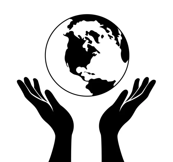 All hands hold the world — Stock Vector