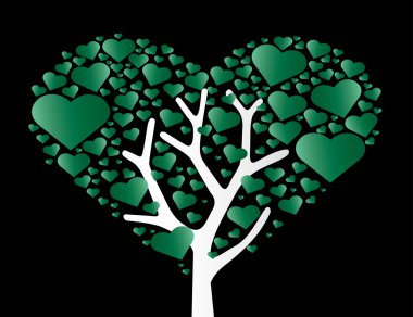 Kalp şekli sanat vektör ağacıyla