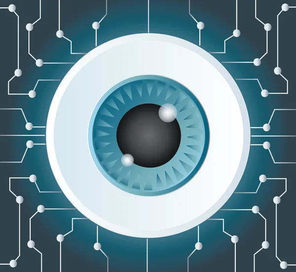 Eyeball vector microchip technology background — Stock Vector
