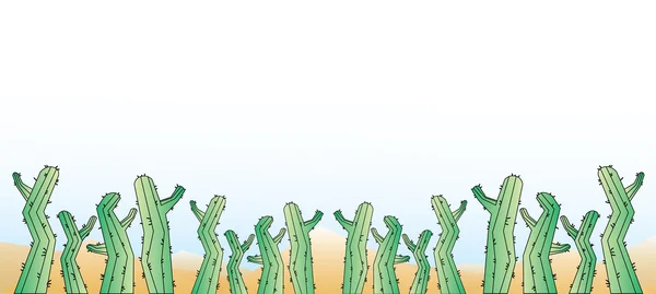 Векторный фон пустыни кактус — стоковый вектор