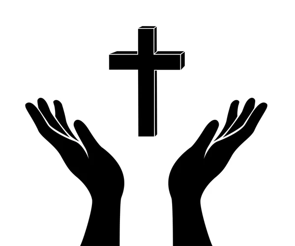 Рука і Ісус Христос хрест знак — стоковий вектор