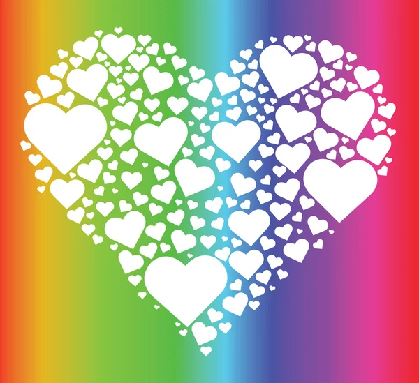Heart in heart and rainbow background — Stock Vector