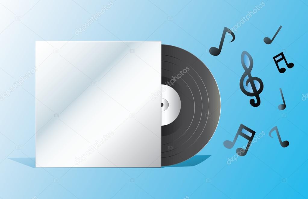 Record and empty cover with note vector Stock Vector Image by ©h