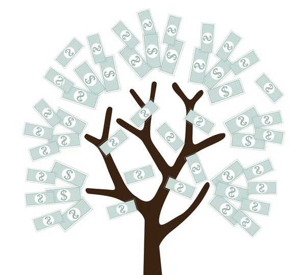 Δέντρο χρήματα χρήματα μεγαλώσει διάνυσμα — Διανυσματικό Αρχείο