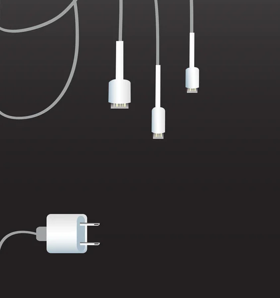 Chargeur de batterie et fond noir — Image vectorielle