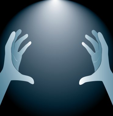 teknoloji holding ve ışık arka plan eller