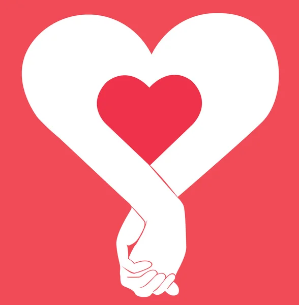Çift, aşk işareti ellerimi — Stok Vektör