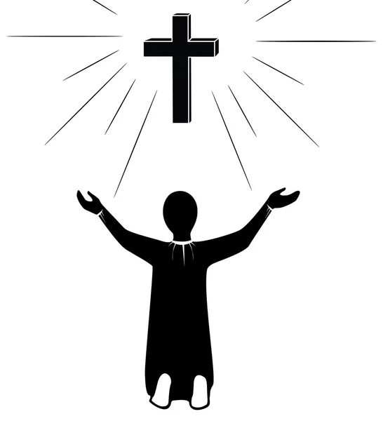 Bidden tot Jezus Christus kunst vector — Stockvector