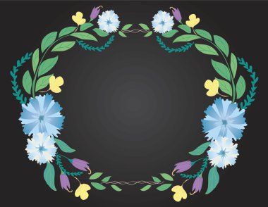 pastel çiçek taç ve uzay arka plan