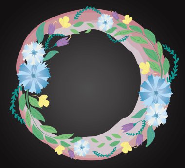 pastel çiçek taç ve uzay arka plan