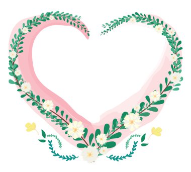 pastel kalp taç ve uzay arka plan vektör yaprak