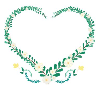 pastel kalp taç ve uzay arka plan vektör yaprak