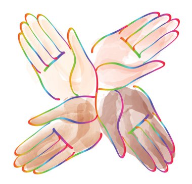 Eller birlikte gökkuşağı simge vektör