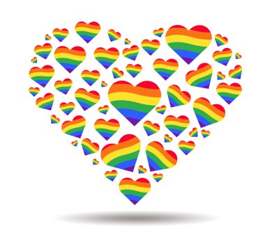 Gökkuşağı bayrağı kalp vektör Lgbt sembolü