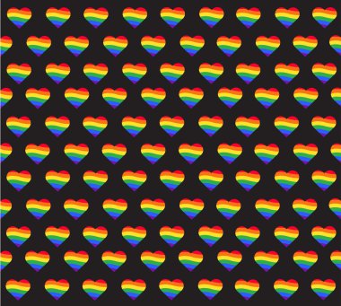 Gökkuşağı bayrağı. LGBT Eşcinsel gurur işareti. Gökkuşağı kalp vektör ve arka plan