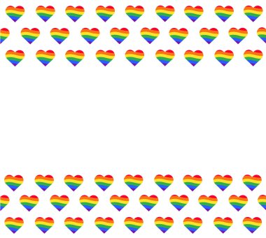 Gökkuşağı bayrağı. LGBT Eşcinsel gurur işareti. Gökkuşağı kalp vektör ve arka plan